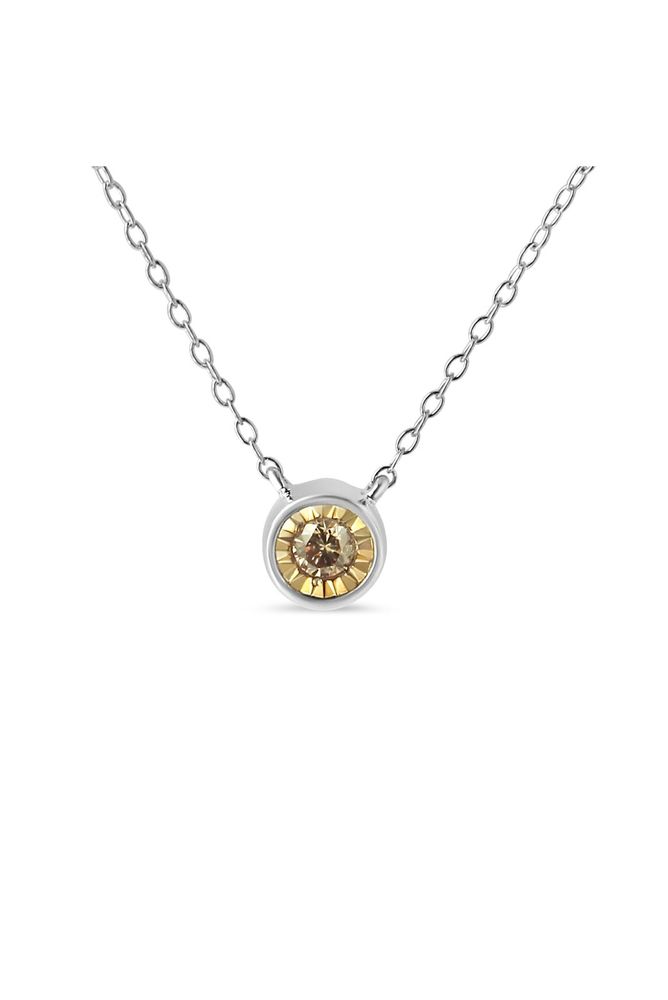 1/5 Cttw Bezel Set Champagne Diamond Solitaire Necklace